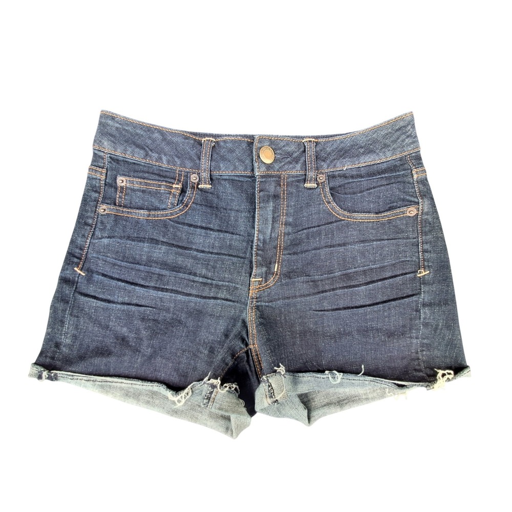 American Eagle Super Stretch Dark Wash Cut Off Denim Shorts Size 10 57912946028